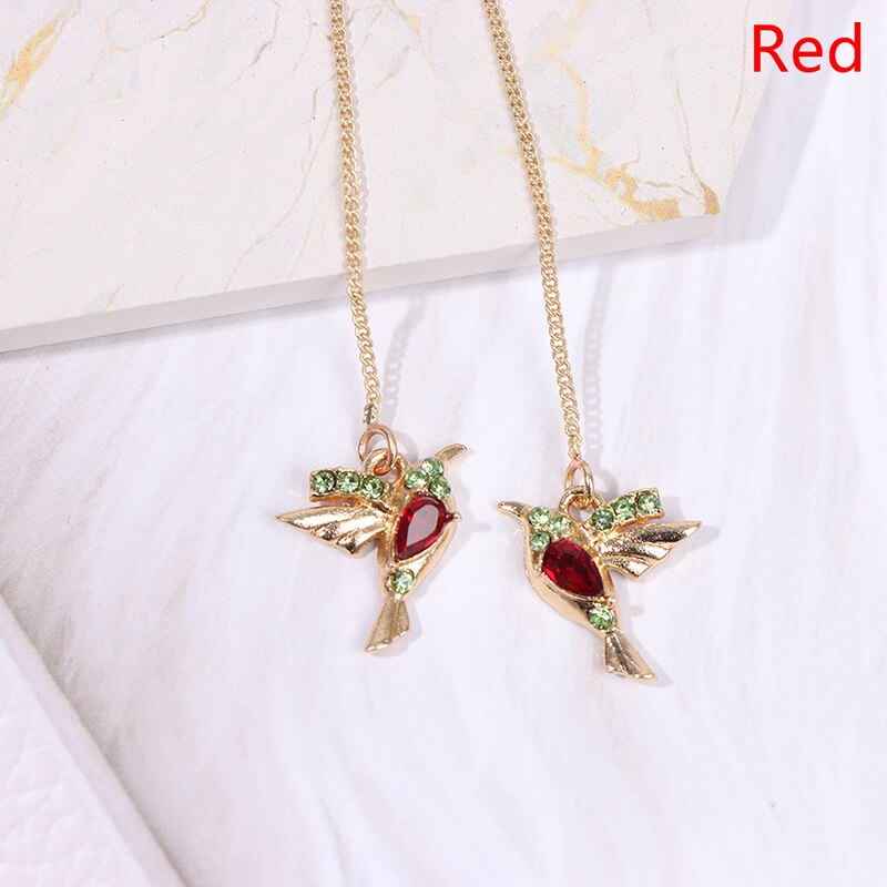 1 Paar Humming Bird Oorbellen Voor Vrouwen 2 Stijl Rhinestone Hummingbird Lange Tassel Oorbellen Trendy Sieraden