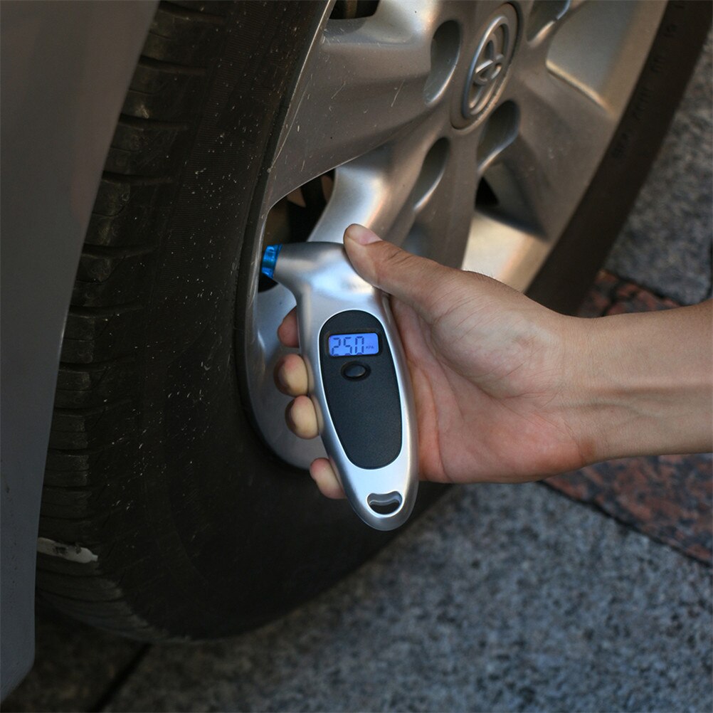 Bil mini digital dækmåler, led display tryktest psi, kpa, bar, kg /cm2 værktøj til auto motorcykel cykel 0-150 psi tester