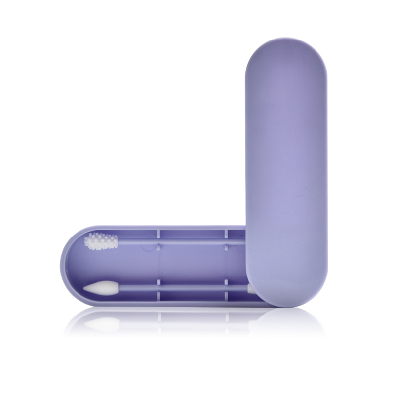 2 pièces/boîte coton-tige réutilisable oreille nettoyage cosmétique Silicone bourgeons écouvillons bâtons Double tête recyclage pour le nettoyage des outils de maquillage: Purple