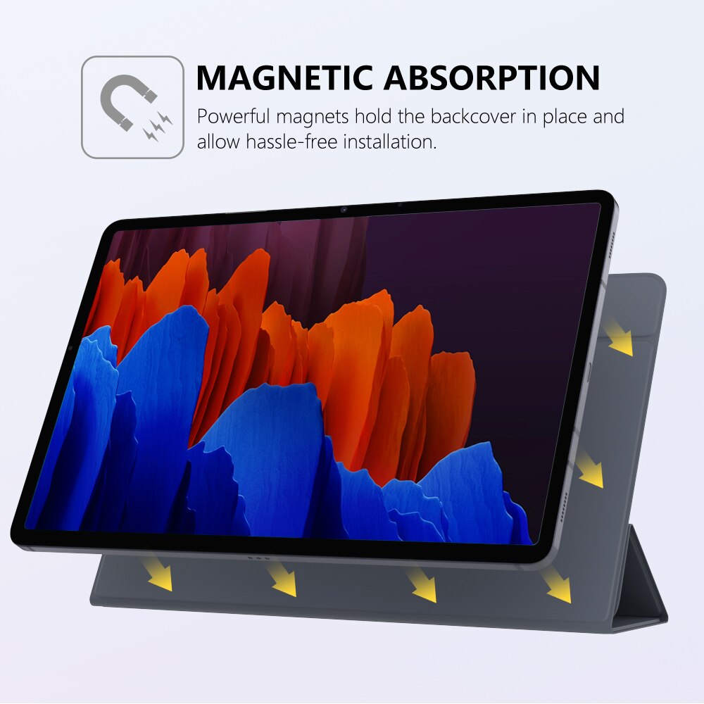 Etui til alle samsung galaxy tab  s7 plus 12.4 in tablet (sm -t970/t975/t976), stærk magnetisk tredobbelt stativ cover cover til  s7p