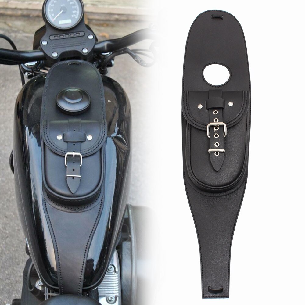 Coolsheep Motorcycle Fuel Tank Cover Panel Bib Bra Pouch Leather Gas Tank Bag For Harley Sportster Iron 883 XL883N Forty Eight XL1200X Custom XR1200