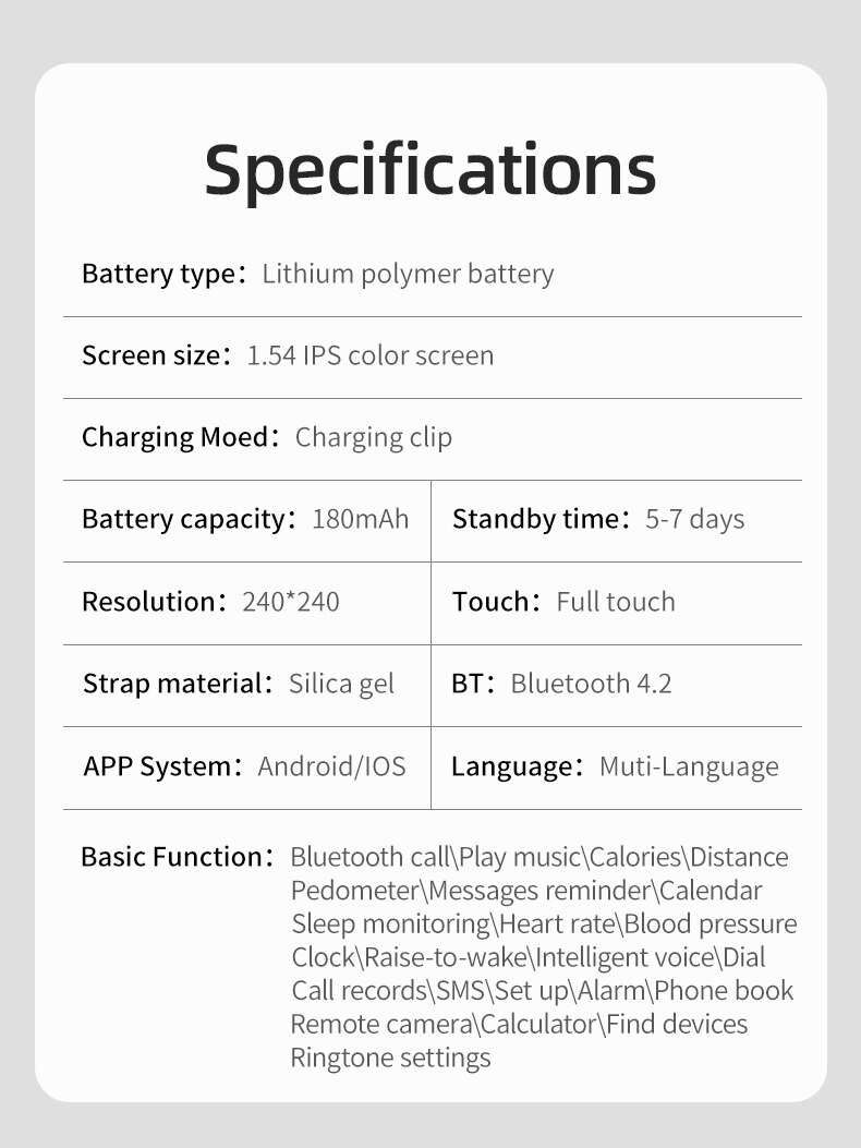 T500 Bluetooth Call Smart Watch Heart Rate Blood Pressure Oxygen Monitor Sports Fitness Tracker Smart Bracelet for Smart Phones