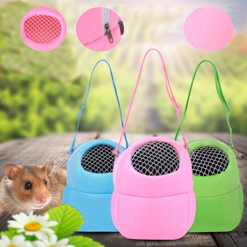 Hamster Carrier Draagbare Kleine Pet Carrier Warm Sleep Ademende Reizen Opknoping Rat Kooi Voor Hamster Cavia Carry Bag