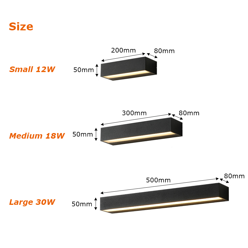 12W 18W 30W LED Wandlamp Buiten Waterdichte Strip Wandlampen Veranda Teken Verlichting Binnenplaats Tuin Decor lichtpunt Aluminium