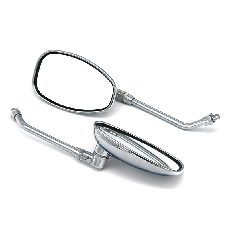 Motorcykel spejle krom 10mm tråd universal motorcykel set bagfra ovale sidespejle tilbehør 2 stk/par