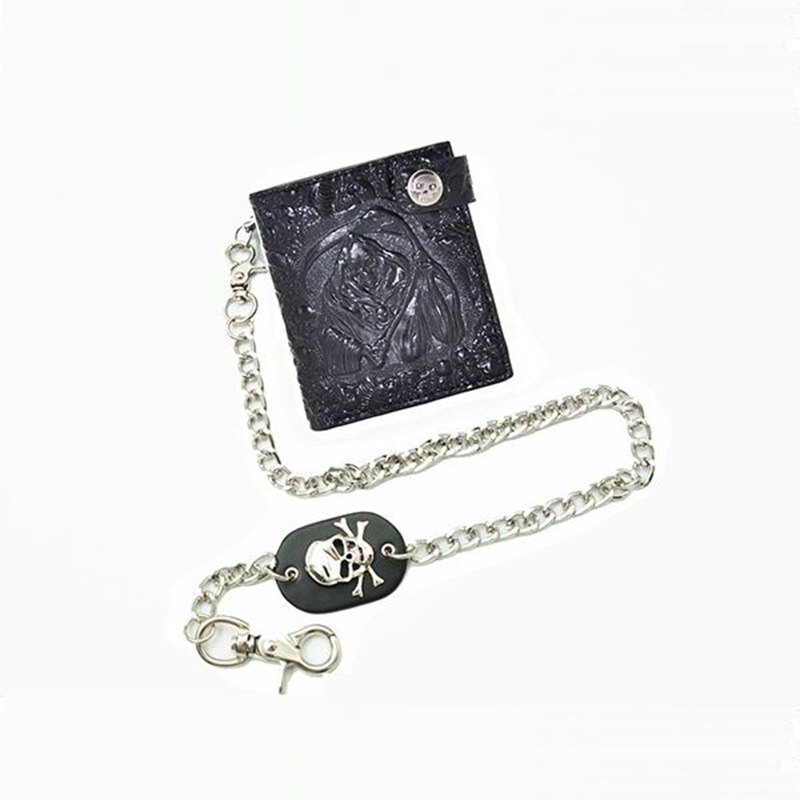 Punk Style Devil Skull Head Short Purse Embossed Leather Men Wallet Boys Rock Biker Snap Hasp Card Holder Clutch Wallets