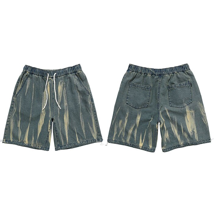 UNCLEDONJM Hip Hop Denim Shorts Streetwear Illusion Veins Harajuku Jogger Shorts Loose Summer Denim Cargo Shorts ME-Z56: ME-Z56 Blue / L