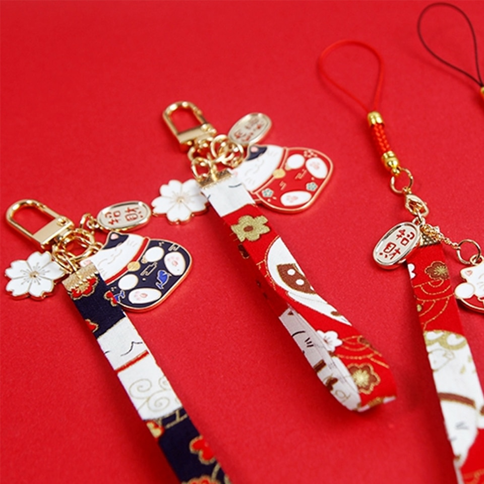 Japanese Smart phone Strap Lanyards for iPhone Samsung Keys Decoration Daisy Tassel Cat Mobile Phone Strap Rope Phone Charm