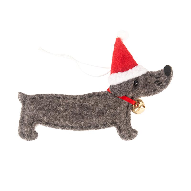 Arbre de noël ornement teckel forme suspendus pendentif arbre de noël décoration teckel chien en forme de pendentifs décoration: Gris