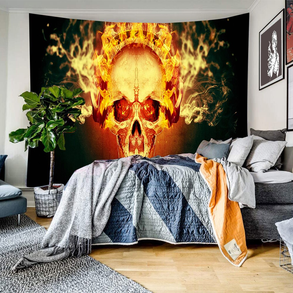 ¡Novedad de ! Alfombra colgante para pared de Halloween, tela decorativa con estampado de Calavera, tapiz para pared del hogar, funda para decoración del hogar de 95x73cm: 3