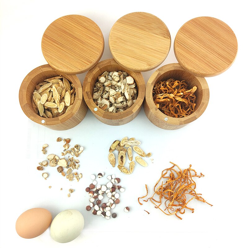 Bamboe Ronde Zout Doos Met Magneet Keuken Bamboe Pot Bamboe Kan Bamboe Container Gebruikt Voor Thee Of Koffie Of Suiker