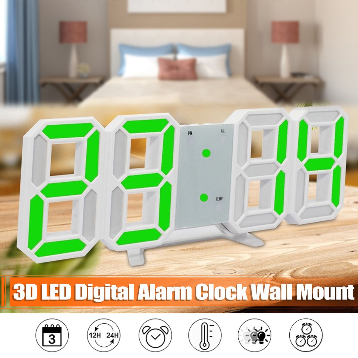 Cymii 3D Large LED Digital Wall Clock Date Time Celsius Nightlight Display Table Desktop Clocks Alarm Clock From Living Room
