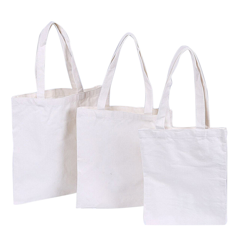 Roomwit Canvas Boodschappentassen Schoudertas Tote Shopper Bag Diy Schilderen Natuurlijke Katoen Vlakte Voor Vrouwen Eco Herbruikbare: WT / M