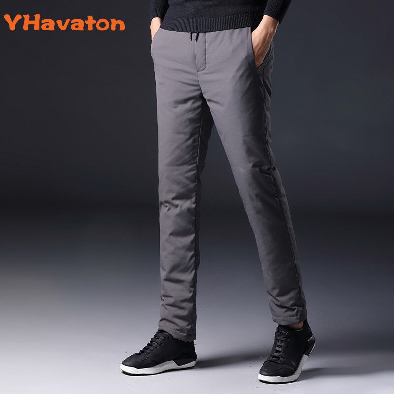 Yhavaton Heren 90% Witte Eend Koude-Proof Broek Winter Rechte Buiten Dragen Business Broek Warm Eendendons Gewatteerde broek