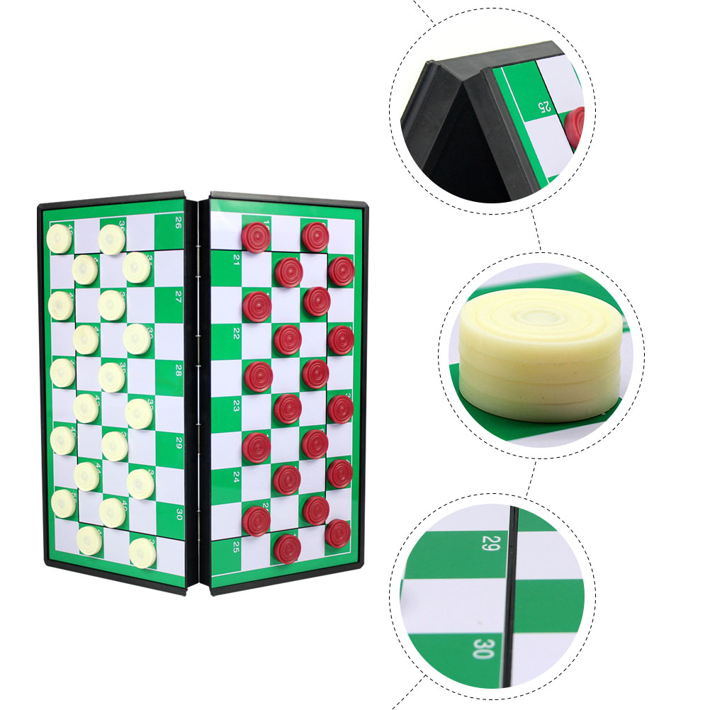 1 Set Foldable Checkers Checkers Magnetic Checkerboard Educational for Toddlers Adults Kids