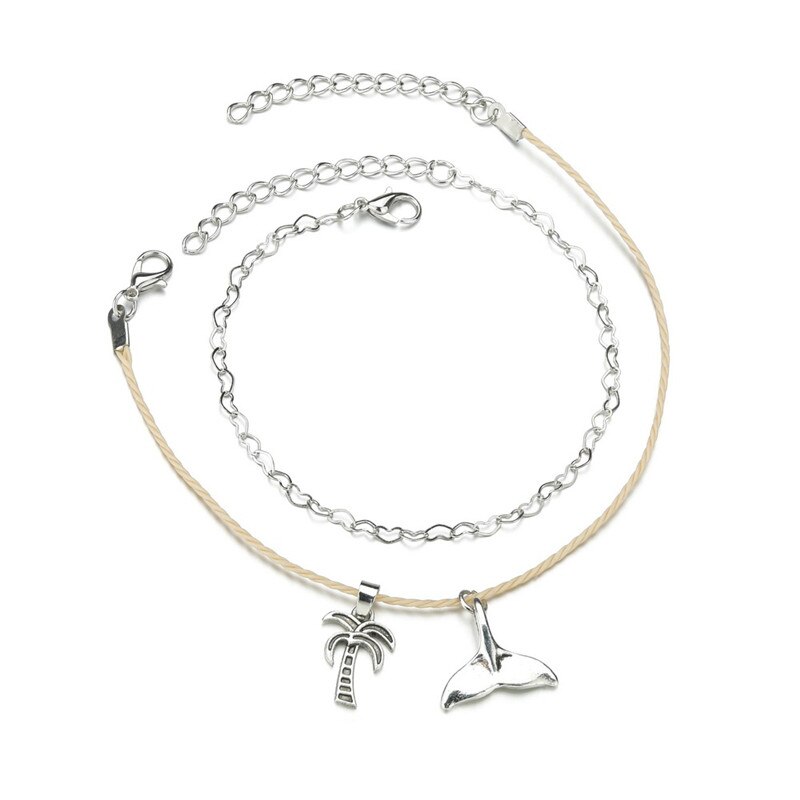 Modyle sølv farve kokos træ fodlænke til kvinder armbånd på benet piger perle fod kæde strand smykker