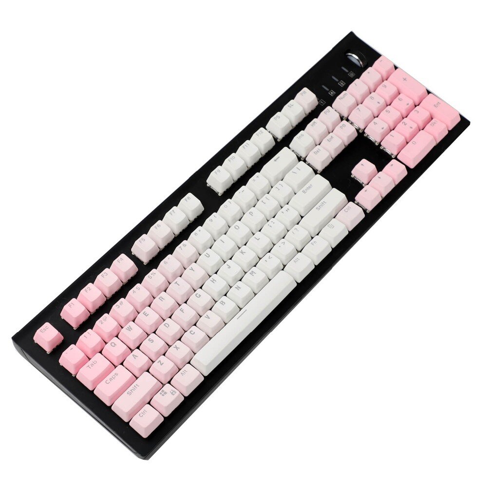 104 pbt keycap tofarvet gennemskinneligt keycap sæt med puller kompatibel med cherry mx mekanisk tastatur: Lyserød til hvid