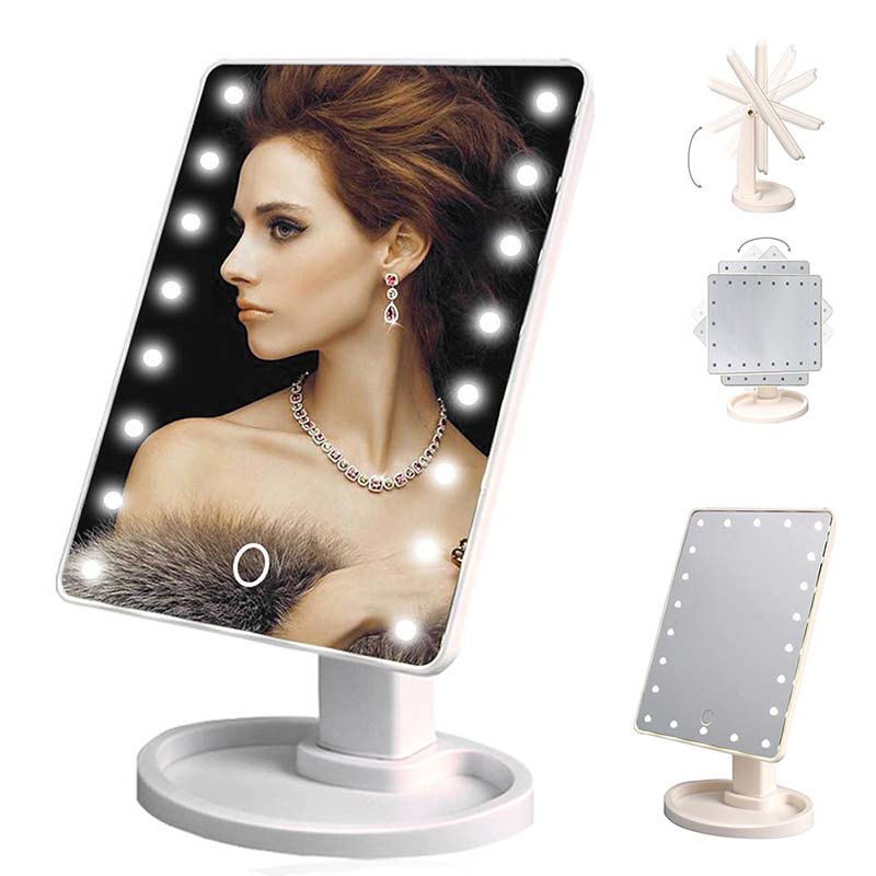Batterij Aangedreven Tafel Spiegel Spiegels Makeup Cosmetische Home Decor Led Lichtgevende Spiegel Lamp Schoonheid Badkamer