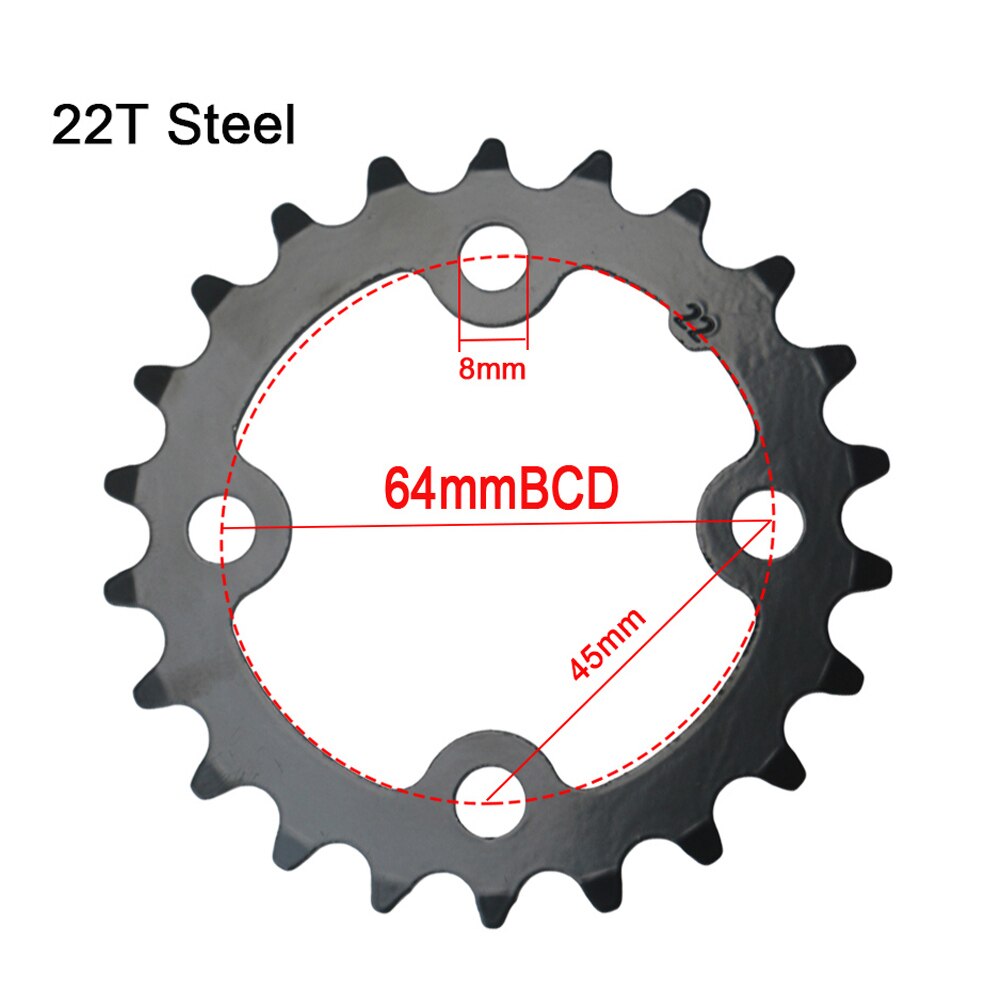 Plateau de pédalier Double 64BCD 104BCD pour vtt, 22, 24, 26, 28, 36, 38 dents: 22T Steel