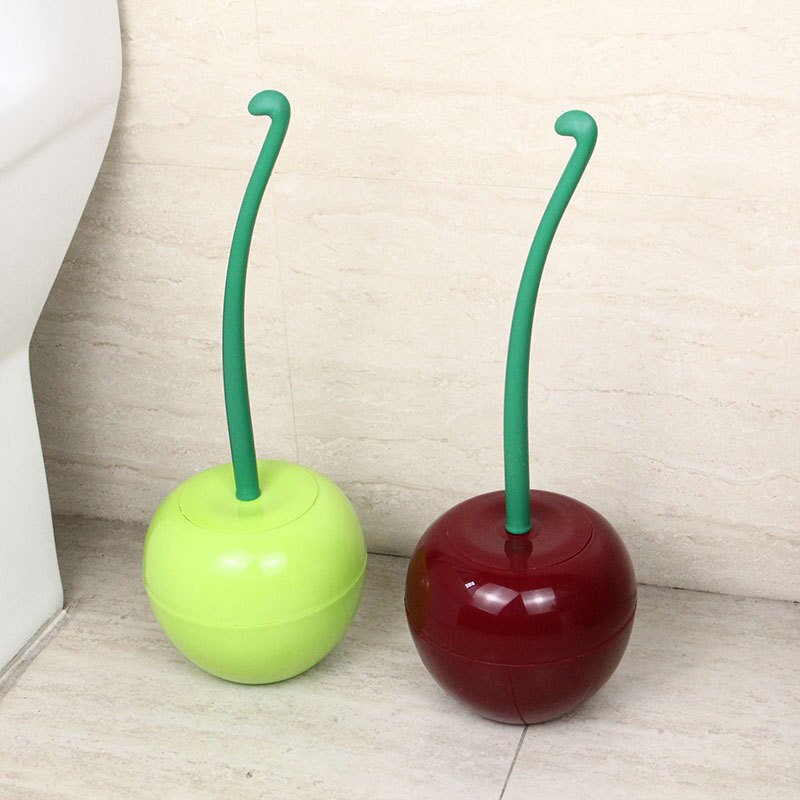 Cute Cherry Shaped Toilet Brush Holder Set Bathroom Cleaning Kit Cleaner Household Toilet Cleaning Brushes C1086 f: 2pcs