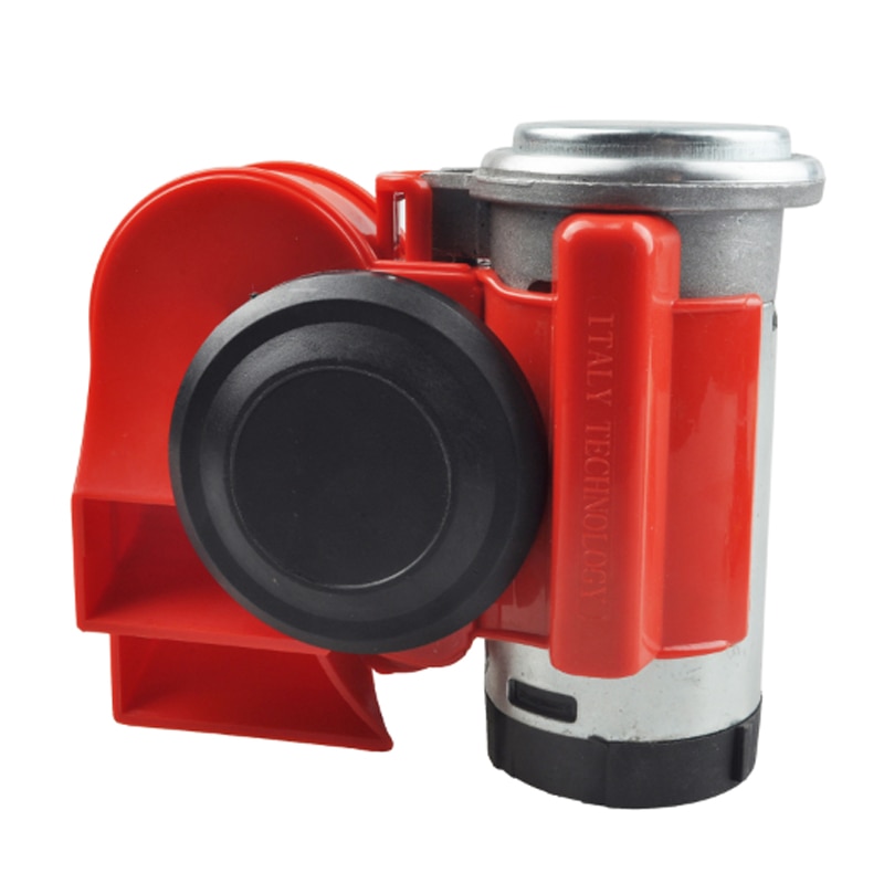 Twin Dual Tone Compact Air Loud Horn 12V 110-125db Compressor Red Motorcycle Horn