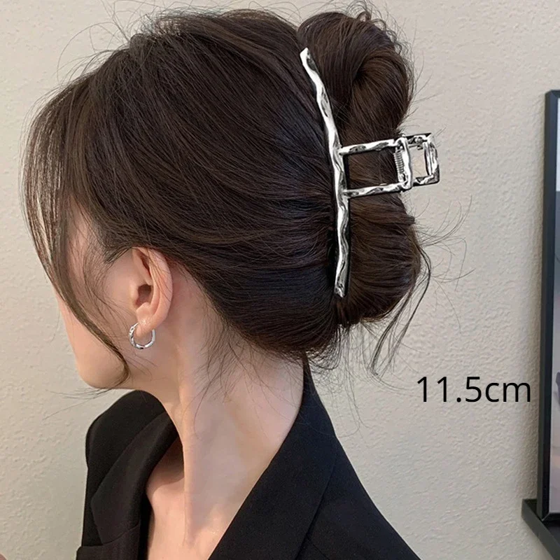 Simple Cross Women Claw Clips Metal Gold Silver Large Medium Shark Crab Clamps Hairgrip for Thick Thin Hair Accessories: Pink