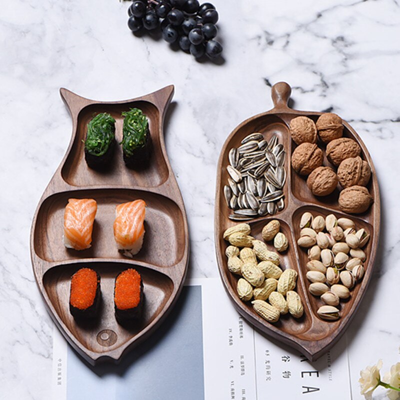 Bois entier bois irrégulier ovale en bois massif Pan assiette fruits plats soucoupe plateau à thé Dessert dîner assiette ensemble de vaisselle