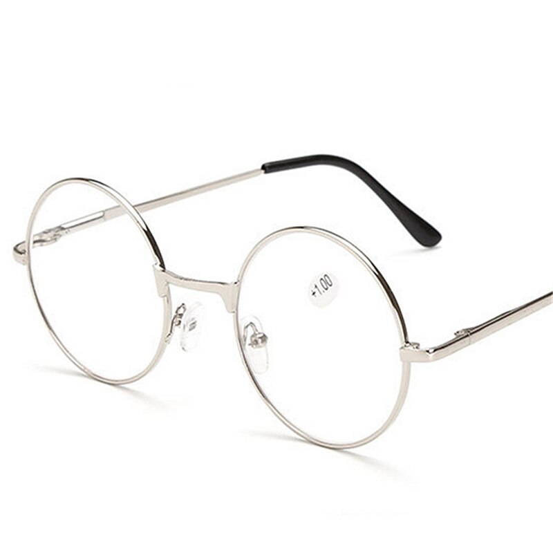 Retro Metalen Ronde Frame Leesbril Vrouwen Mannen Verziend Brillen Brillen Dioptrie + 1.0 + 1.5 + 2.0 + 2.5 + 3.0 + 3.5 + 4.0: +300 / Zilver