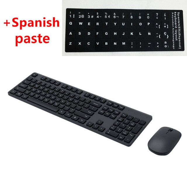 Xiaomi näppäimistö hiiri setti  rf 2.4 ghz langaton toimistonäppäimistö 104 näppäintä windows pc yhteensopiva usb peli näppäimistö venäjä pasta: Musta ja es tahna