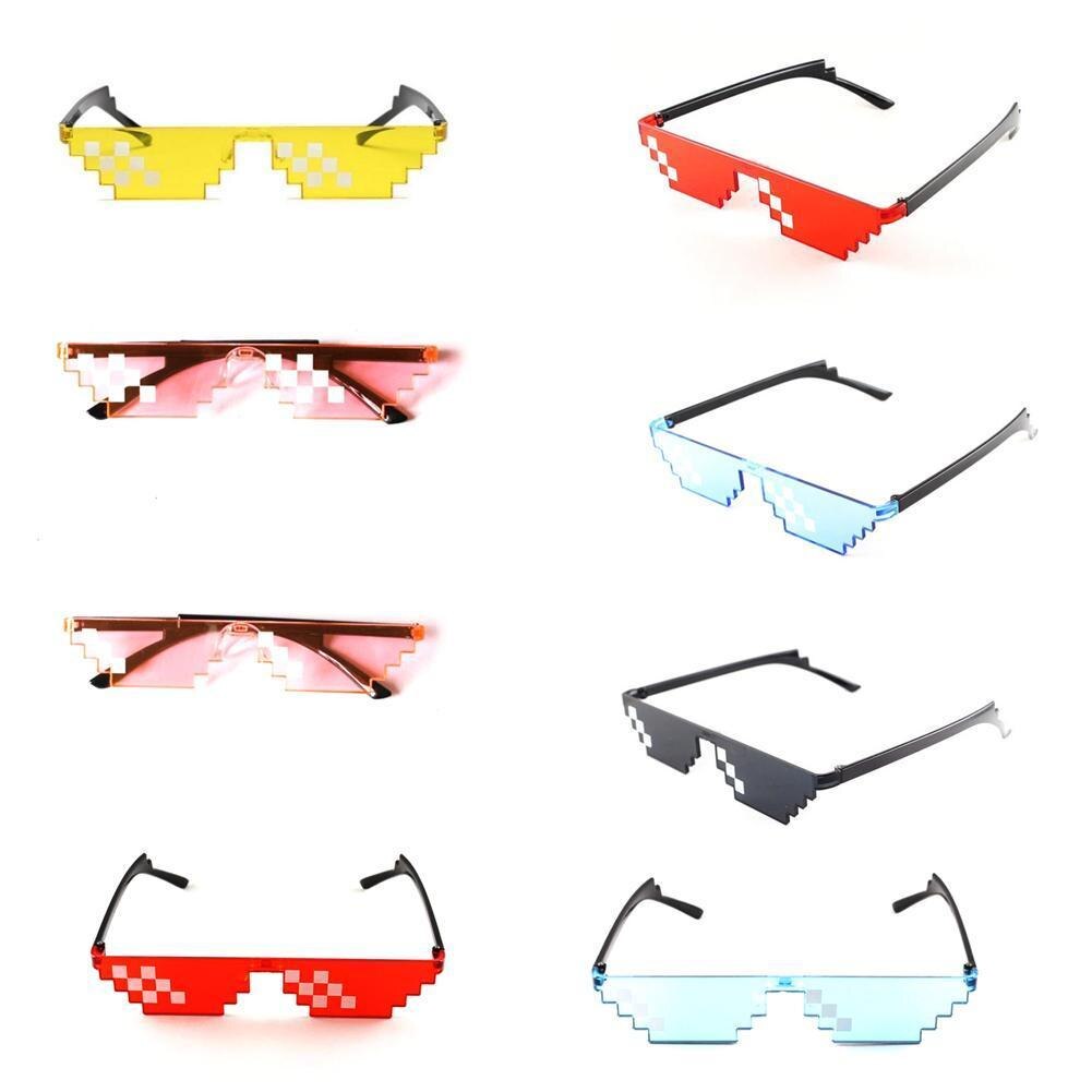 Zwart Mozaïek Zonnebril Truc Speelgoed Thug Life Bril Bril Brillen Vrouwen Mannen Het Pixel Met D8R1
