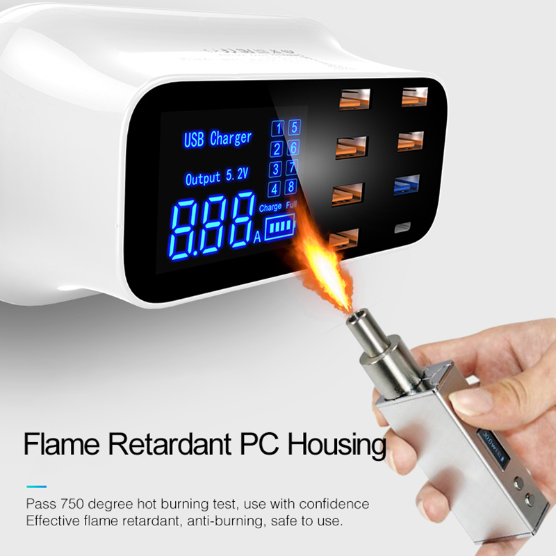 Goojodoq Quick Charge 3.0 40W 8-Port Usb Charger/Type C/Pd Charger Smart Led Display usb Snel Opladen Adapter Voor Telefoon Tablet