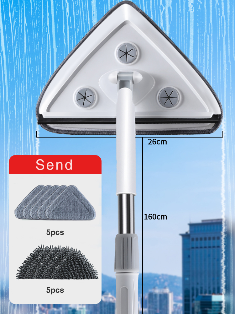 Joybos Telescopic High-rise Window Cleaner 360°Rotating Adjustable Home Window Wiper Glass Cleaning Brush Tool Household Tool: White Set4