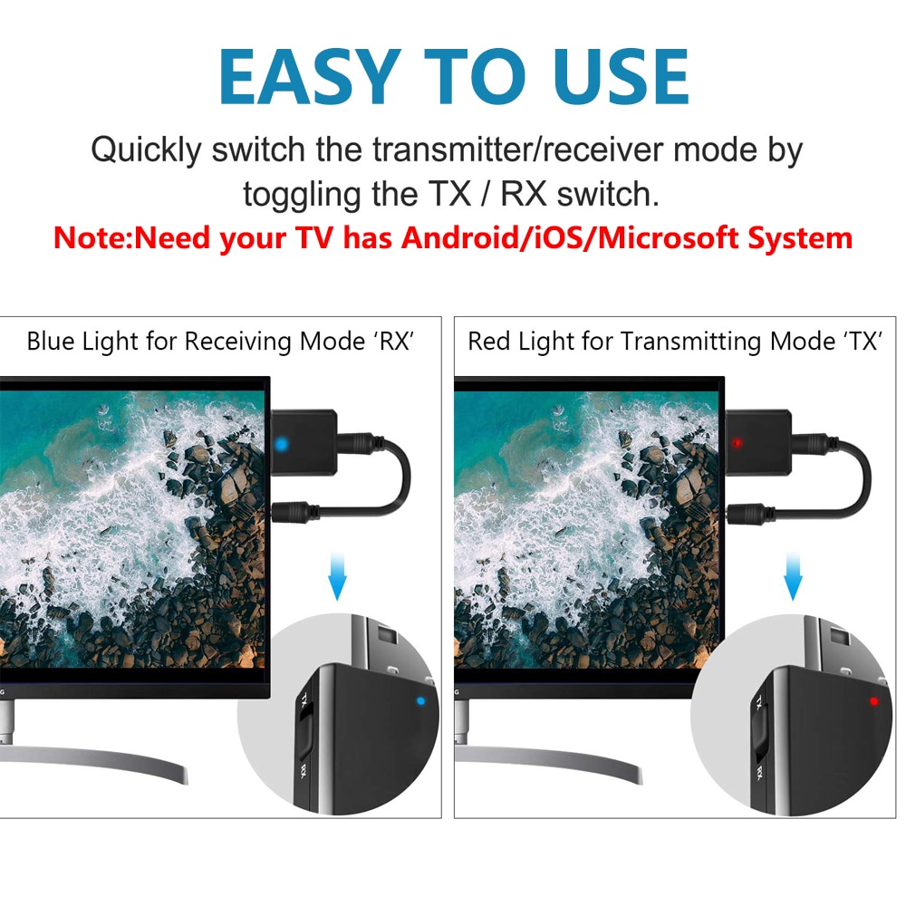 Trasmettitore ricevitore bluetooth usb 5.0 audio 3 in 1 adattatore dongle con 3.5mm cavi per cuffie tv stereo domestico auto hifi audio