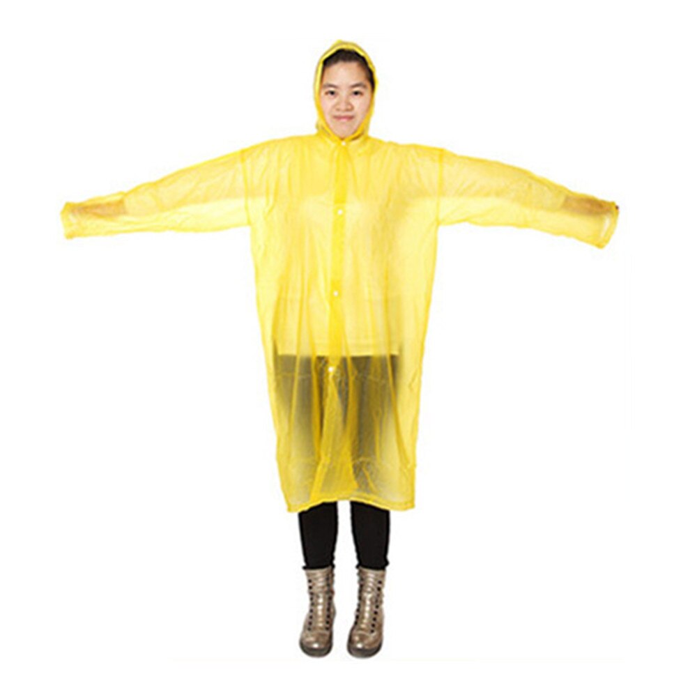 Transparent Rain Coat PVC Vinyl Waterproof Reuse Raincoat Outdoor Travel Runway Hooded Poncho Rain Coats Men Women Rainwear: Yellow