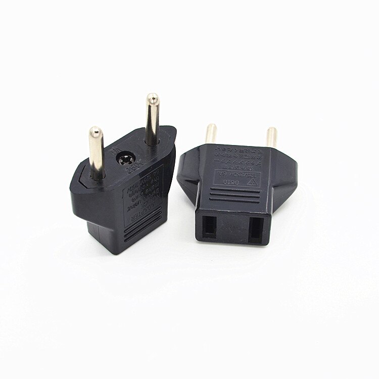 2 pcs/lot EU To China Plug Adapter Socket Plug Converter Travel Electrical Power Adapter Socket EU To US 2P Plug: Black