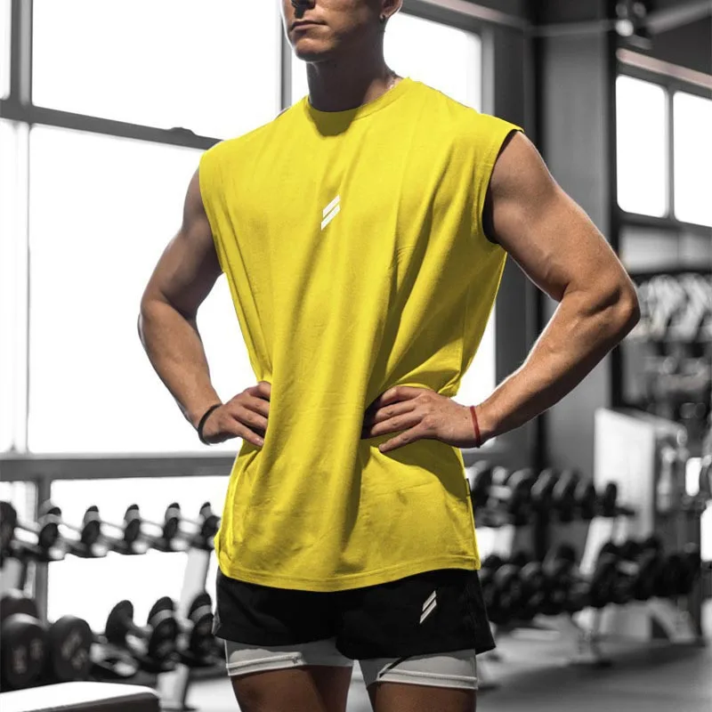Sommer fitness sport tanktop herre åndbar løs mesh trænings-t-shirt uden ærmer hurtigttørrende vest herre fitnesstøj