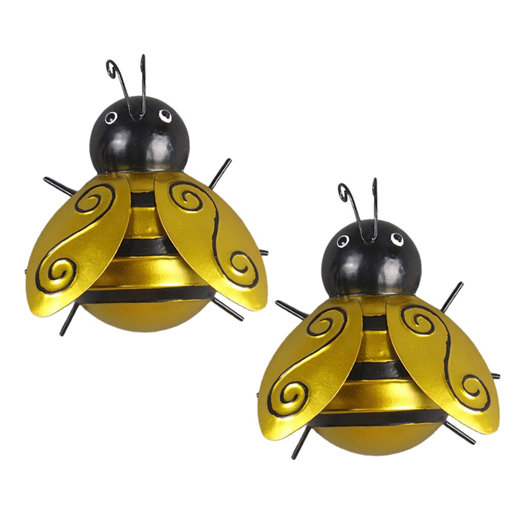 2 stk metal kunst bee væg kunst ornamenter sommer haven indretning insekter skulpturer: Stor