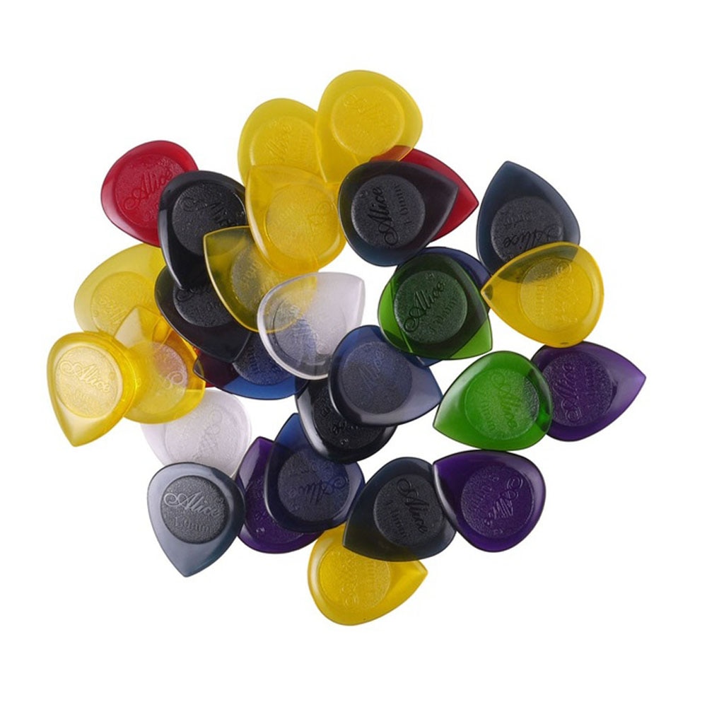 30 st alice gitarr bashackar hållbara genomskinliga ren färg vatten plectrum mix 1.0mm 2.0mm 3.0mm tjocka gitarrdelar