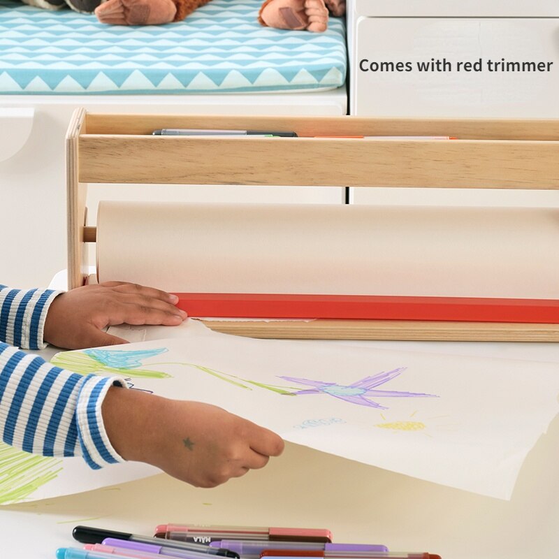 Solid Wood Paper Roll Rack Children's Easel 50x18x13cm Large Size Storage Rack Student Artist Painting Tools