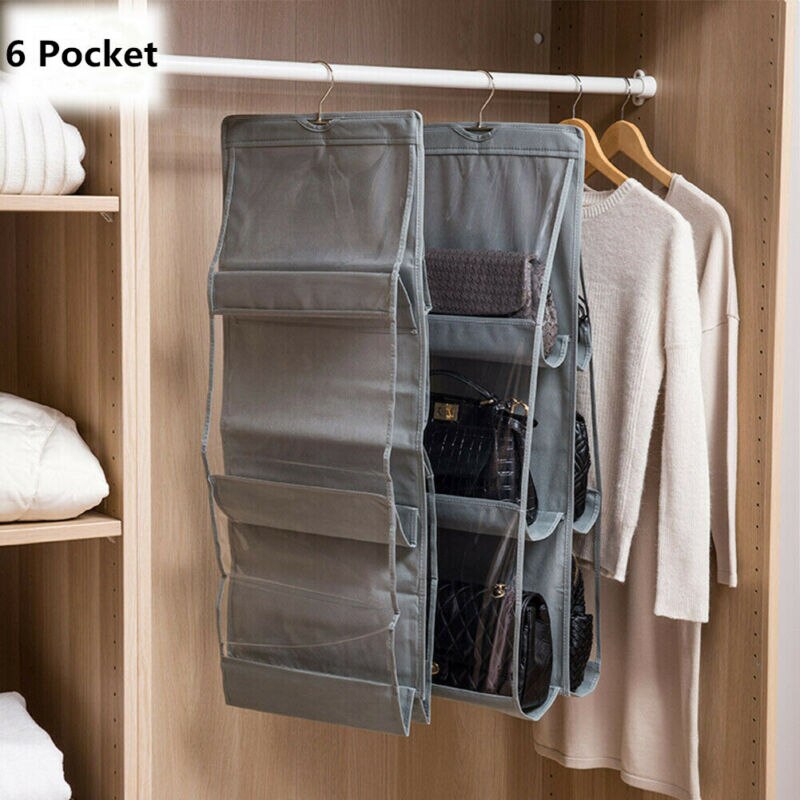 Opvouwbare hangtas met 6 zakken, opvouwbare tas met 3 lagen, tas voor handtas, organizer voor deur, diversen, opbergvak, hanger voor in de kast