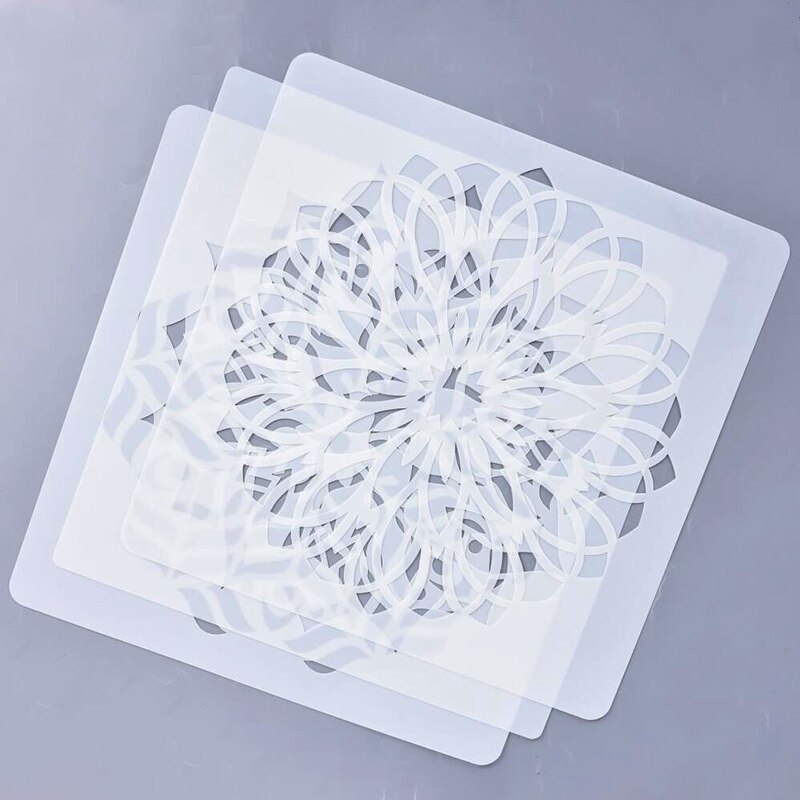 Mandala Lotus Schablone Malerei Geometrie Boden Zauberstab Dekorative Vorlage DIY Sammelalbum Färbung Präge Album Werkzeug