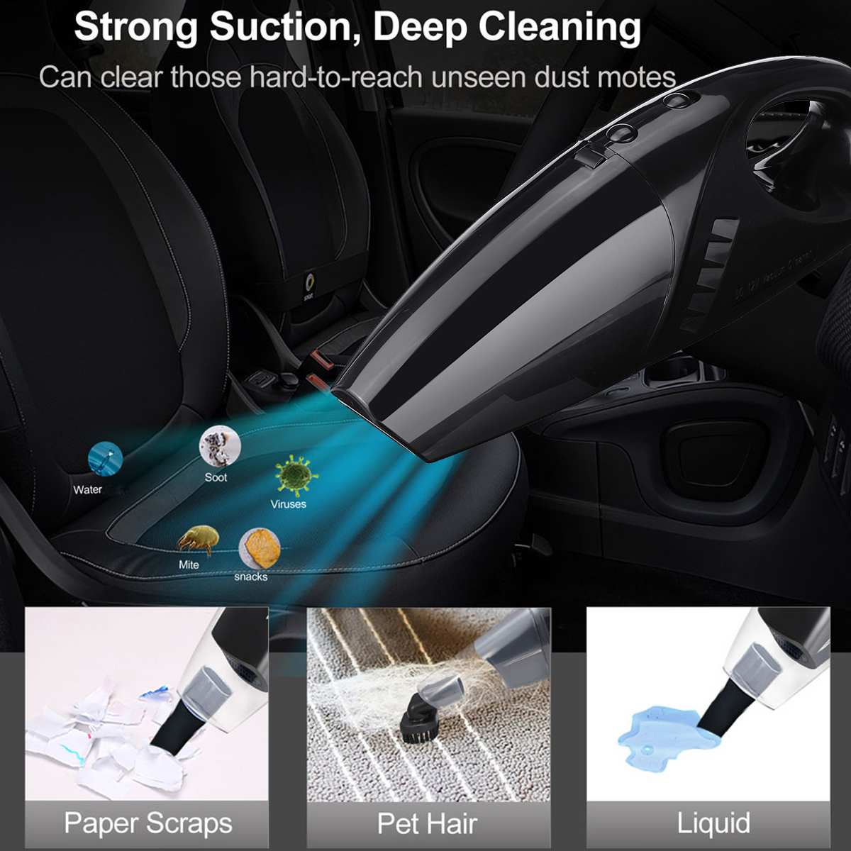 Auto Stofzuiger Voor Auto Draagbare Stofzuiger Handheld 12V 130W Mini Auto Stofzuiger Auto Aspirador Coche