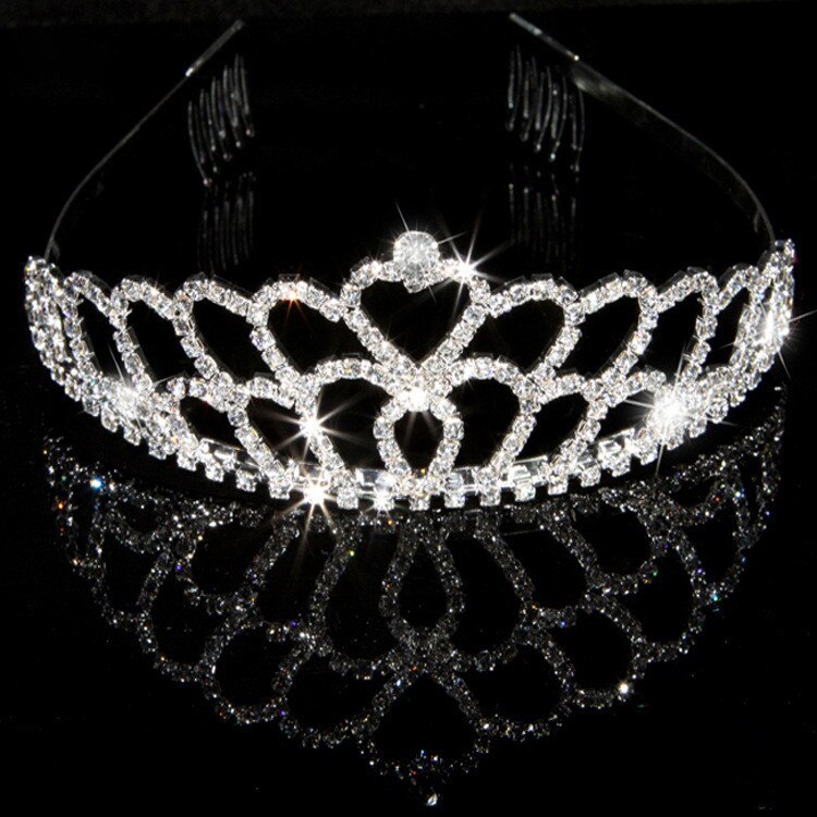 Pearl Inlaid Crowns Tiaras Bridal Wedding Jewelry Accessories Princess Birthday rhinestone Crystal Tiara: 13