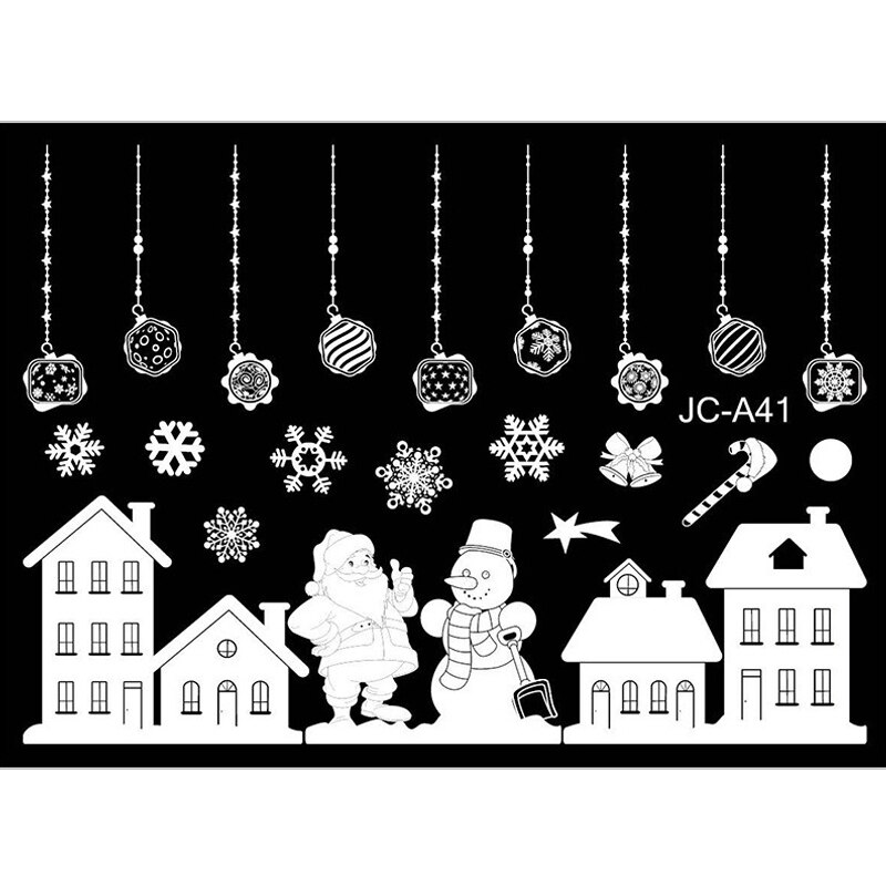 Autocollants de noël pour fenêtres, 53*37.2cm décorations murales en pvc, décoration d'intérieur pour l'année, autocollants pour vitres: 4