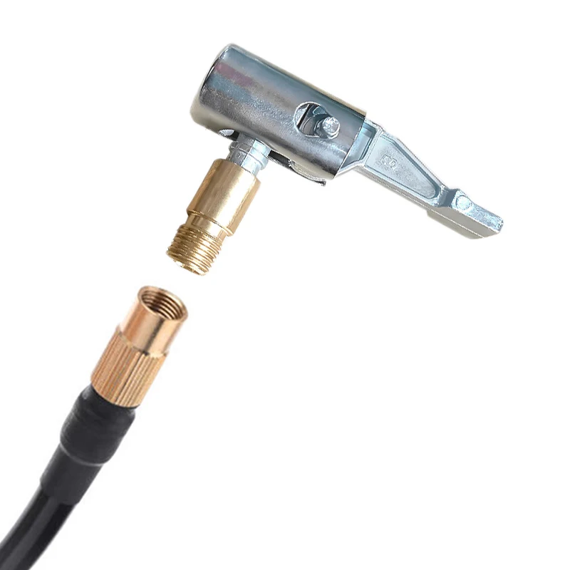 Bærbar oppustelig pumpe til bildæk, luftchuckkompressor, dækpumpe, dækchuck med modhagerforbindelse til slangereparation