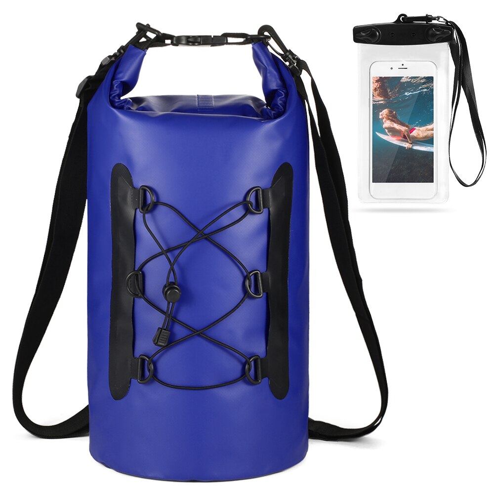 Mochila para exteriores, bolsa de agua flotante enrollable con bolsa impermeable, bolsa seca para playa, funda de teléfono para navegación, pesca y surf: Azul marino