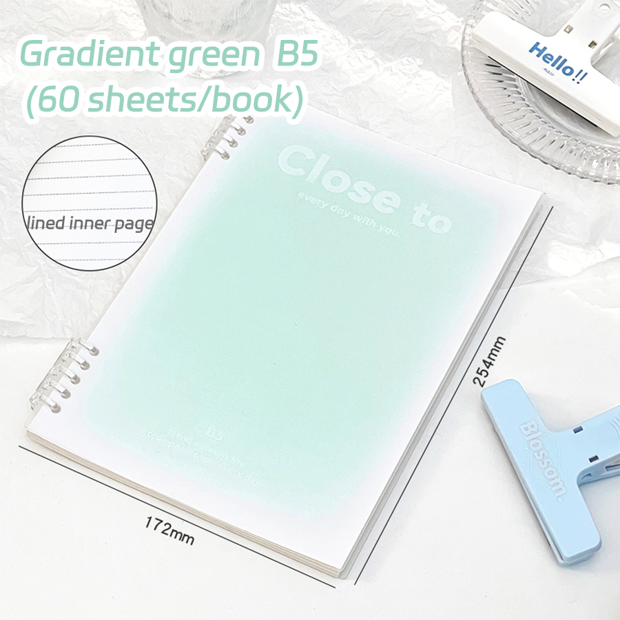 Loose-leaf Notebook Gradient Color Five-hole Detachable Lined Notepad A5/B5 Simple Ins Student Stationery School Office Supplies: Yellow