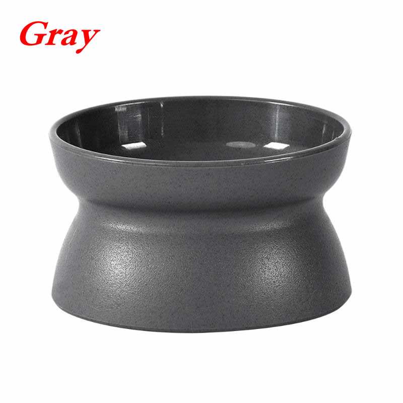 Kitten Stress Free Double Side Use Feeding Dish Raised Cat Food Bowl Collection Pet Feeder Raised Cat Food Bowl: Gray