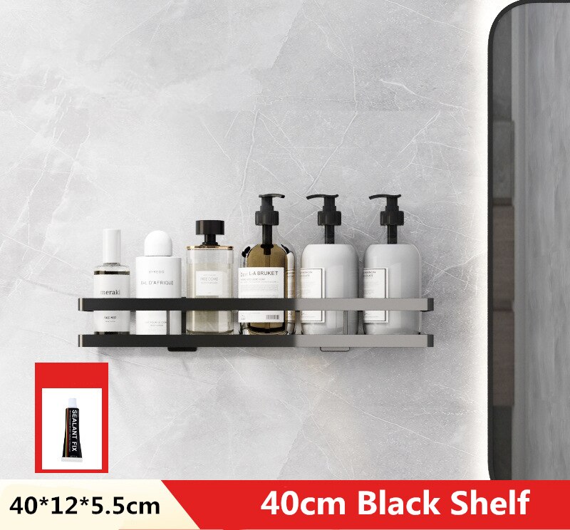 Mensola per bagno senza chiodi bagno doccia shampoo sapone mensole cosmetiche cucina mensola angolare accessori per il bagno 20-50cm: 40cm