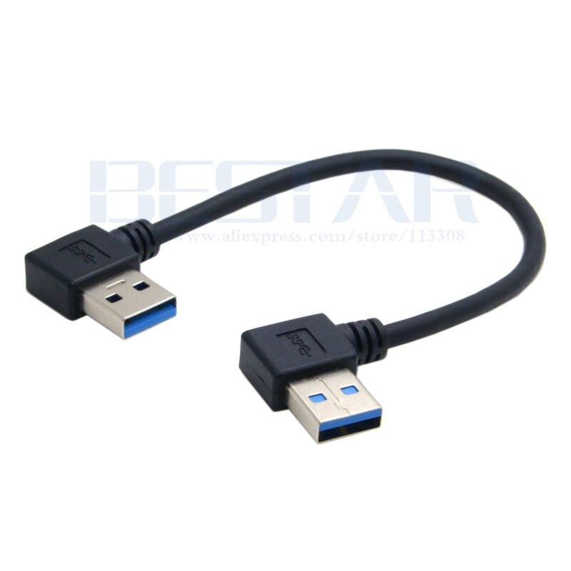 20 CM USB 3.0 Type Een Mannelijke 90 Graden Links Schuin naar USB 3.0 Een Type Haaks Verlengkabel 0.2 m